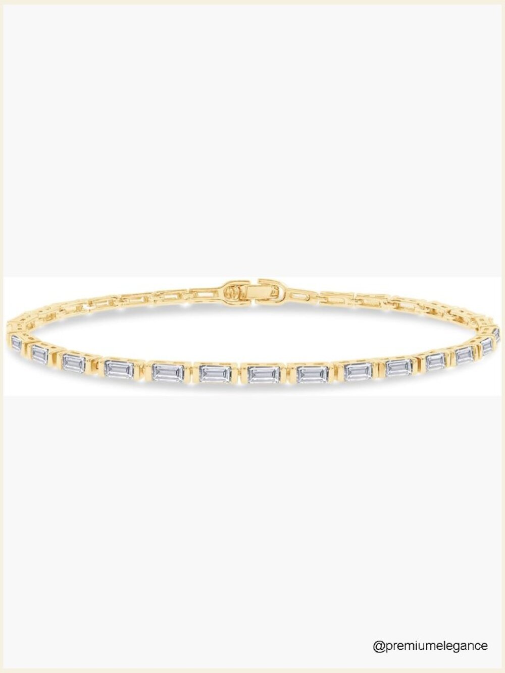 2mm Moissanite Tennis Bracelet Baguette Stacking Gold Plated Dainty